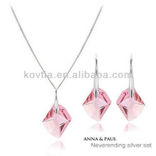 2014 newest design girls pink crystal jewelry set